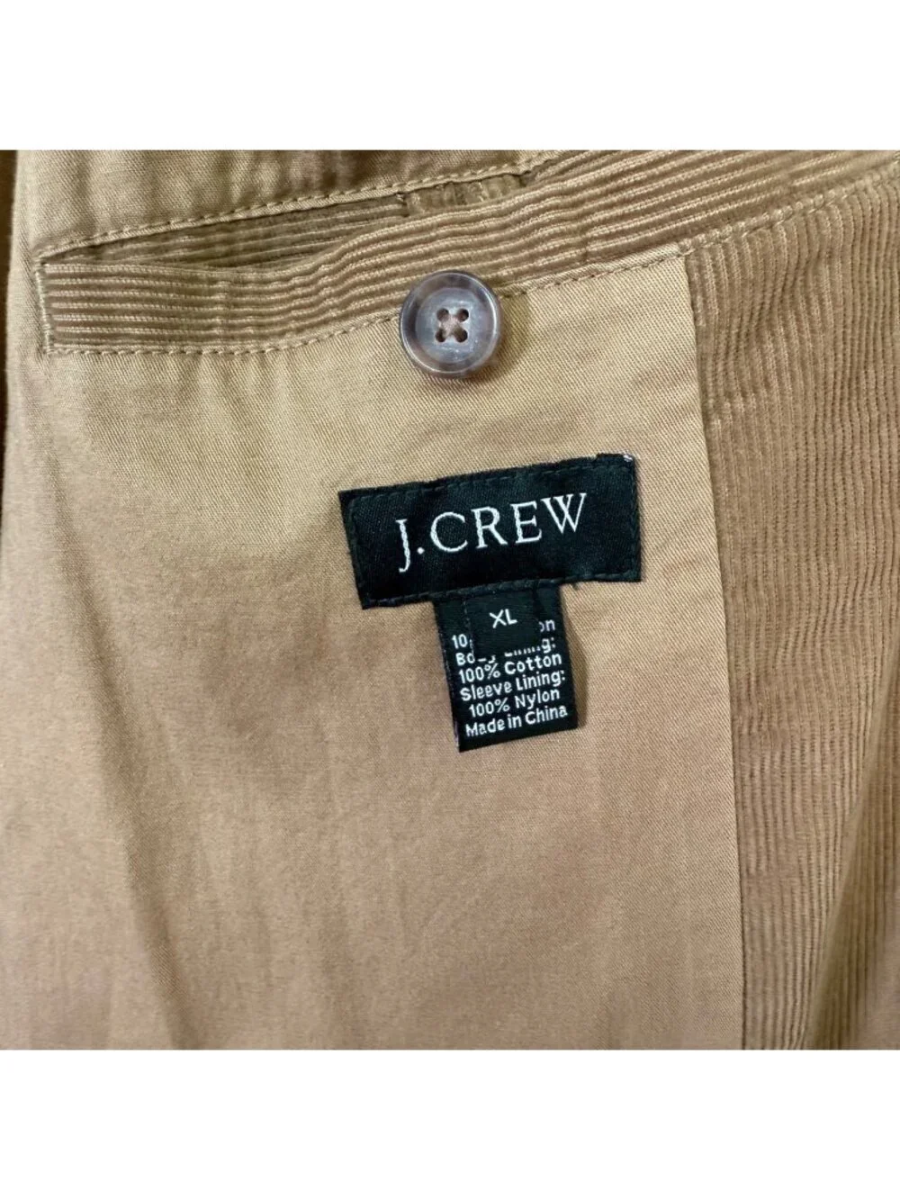 J Crew Mens Blazer Brown Corduroy 3 Button Sport Coat Jacket Academia Size XL